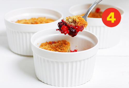 Freshly baked fruit crumble