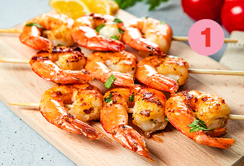 For the appetizer: shrimp skewers that are just right