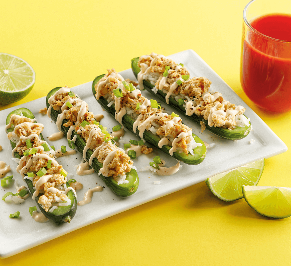 teriyaki tofu cucumber boats
