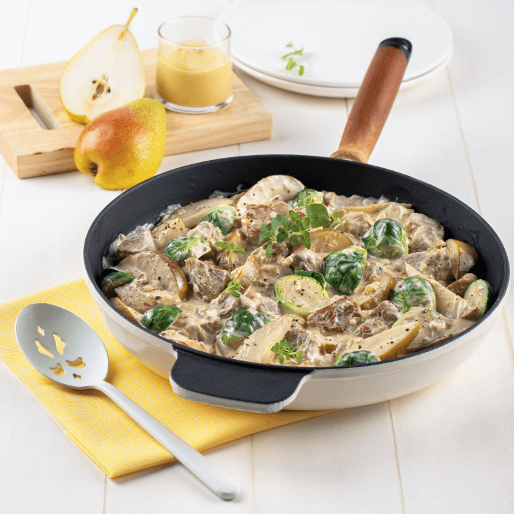 sauté de porc et poires à la dijonnaise
